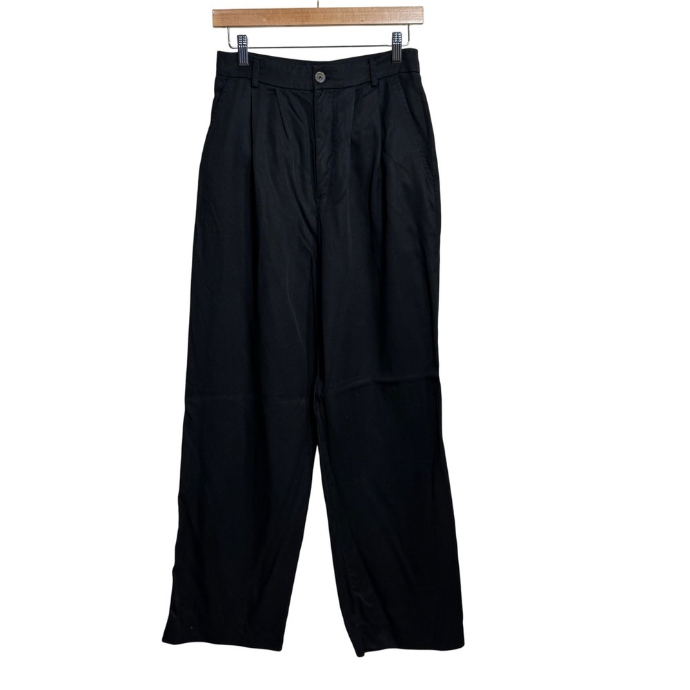 Reformation‎ manson Black Pleated Wide Leg Trousers Pants Size 4